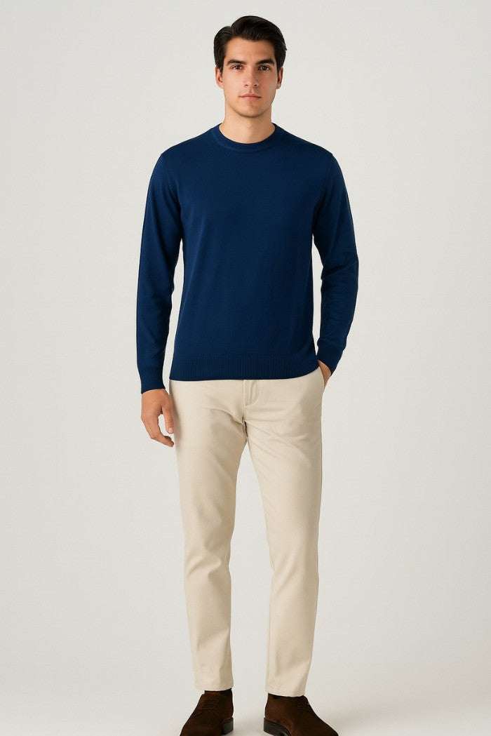 Maglia blu denim in Misto Viscosa Silk Touch