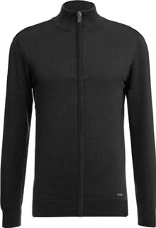 Maglia con zip da uomo nero in filato finezza 12 Viscose Blend