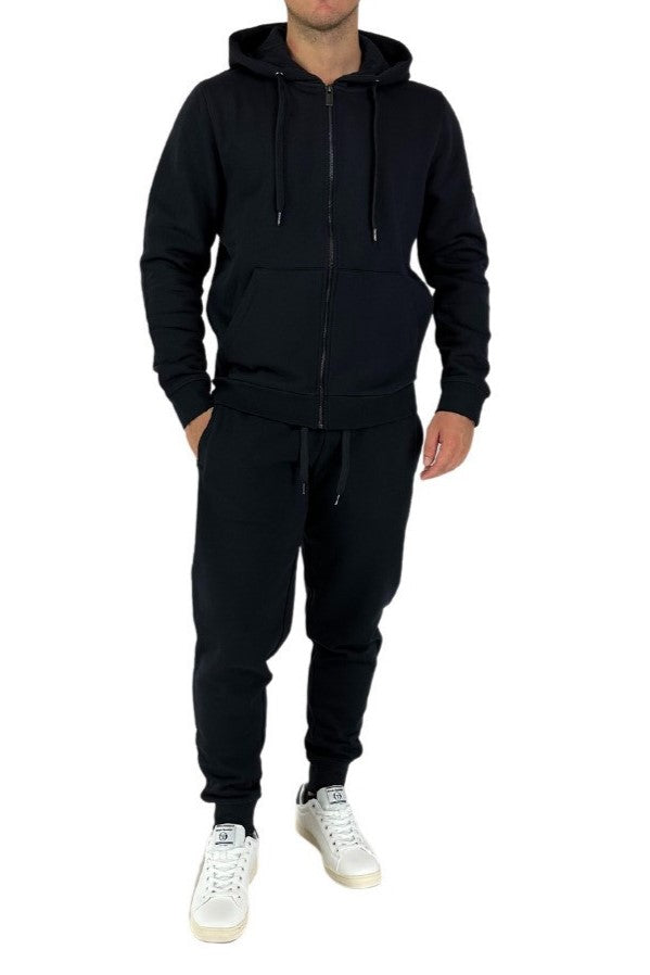 Pantaloni tuta da uomo blu con patch gommata e fondo elasticizzato