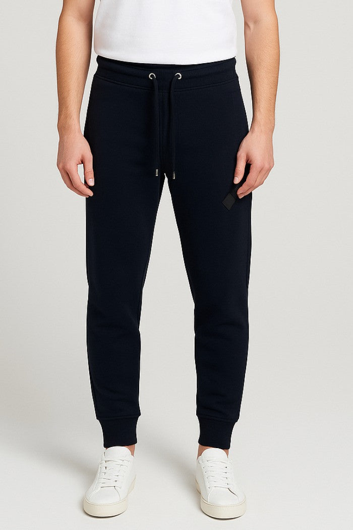 Pantaloni tuta da nero con patch gommata e fondo elasticizzato
