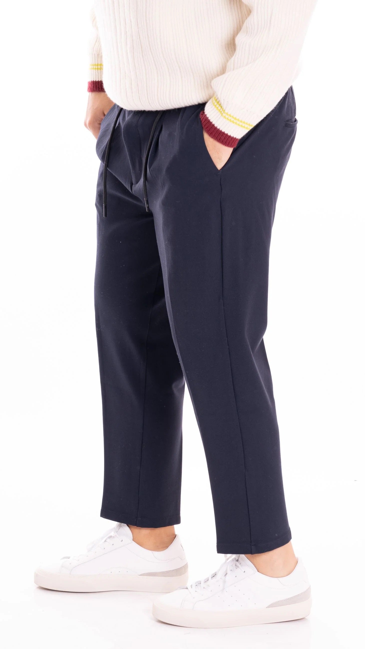 Pantalaccio da uomo blu in punto Milano con vita elasticata Markup