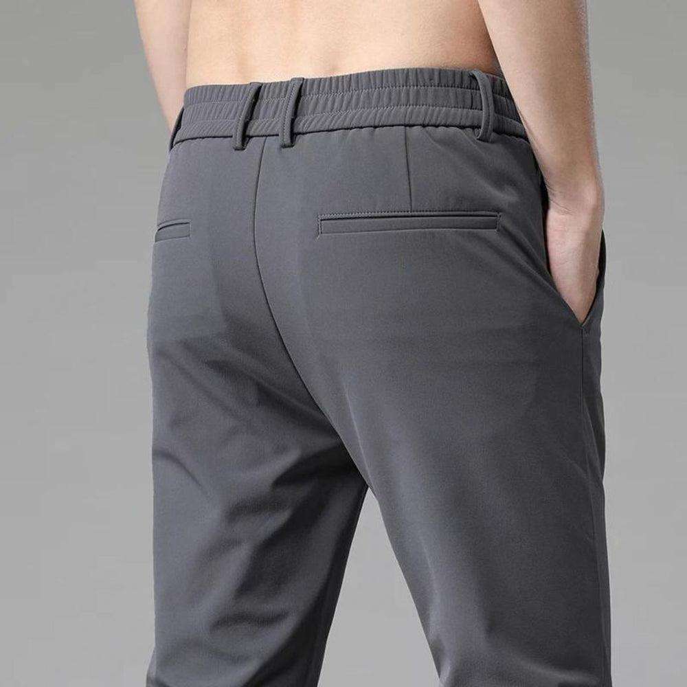 Pantalaccio da uomo grigio melange in punto Milano con vita elasticata