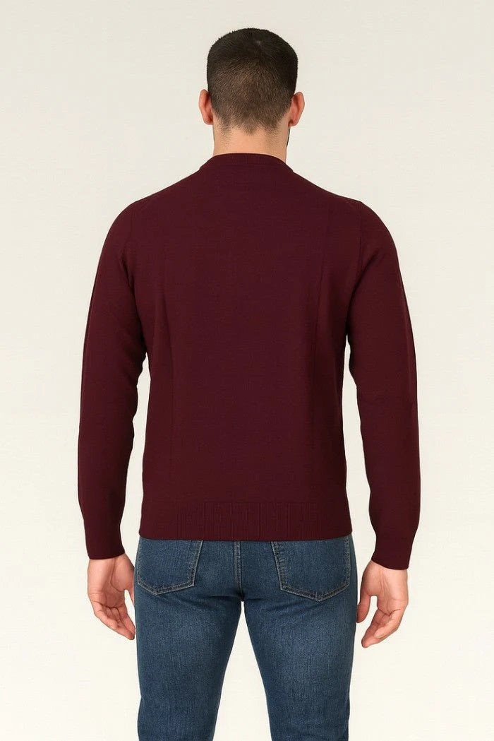 Maglia girocollo da uomo bordeaux in viscosa punto riso