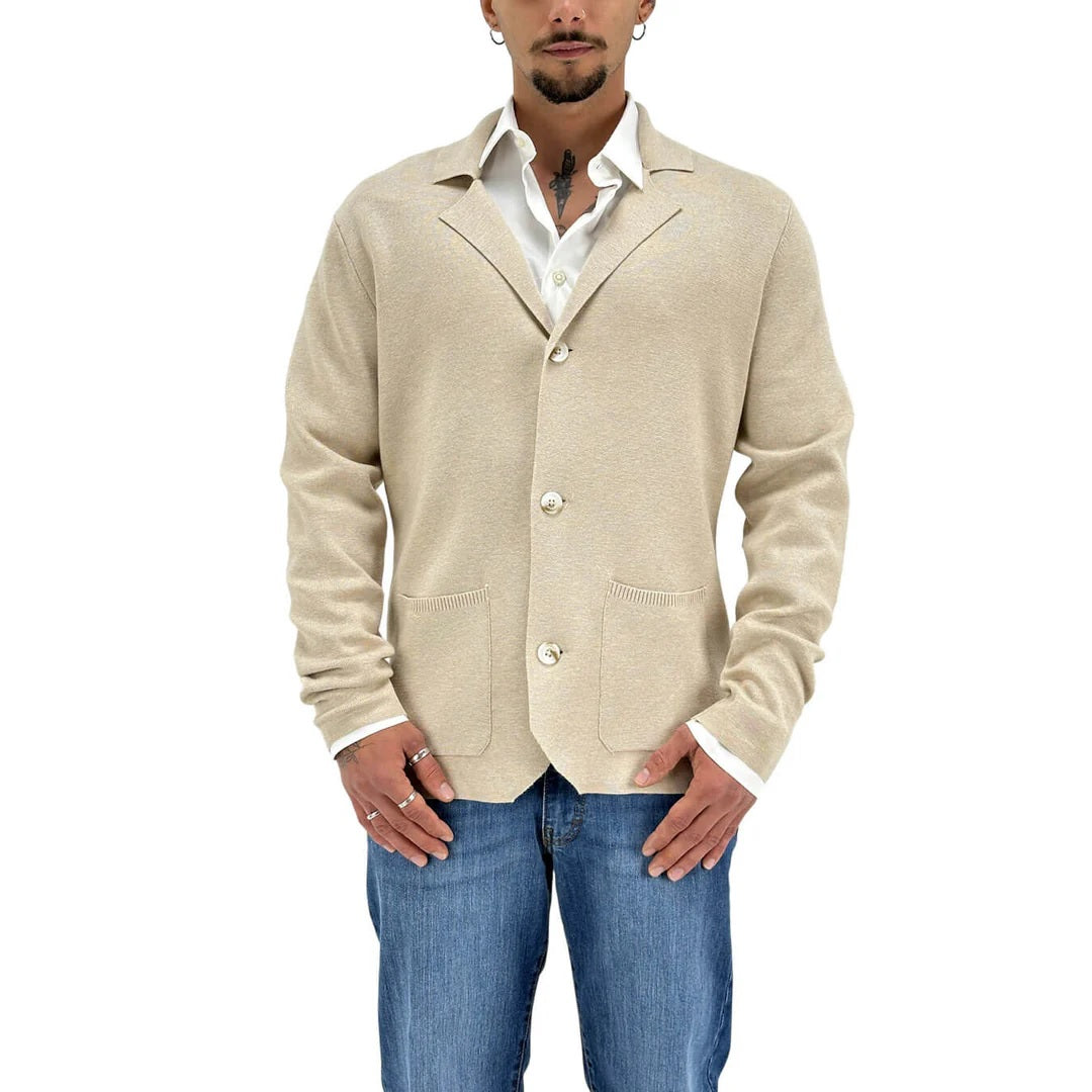 Blazer / cardigan da uomo beige in viscosa punto stoffa Markup
