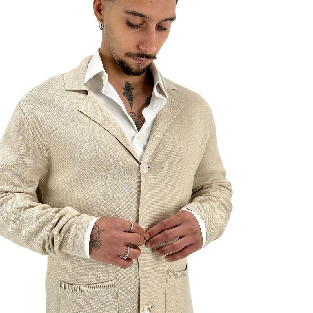 Blazer / cardigan da uomo beige in viscosa punto stoffa Markup