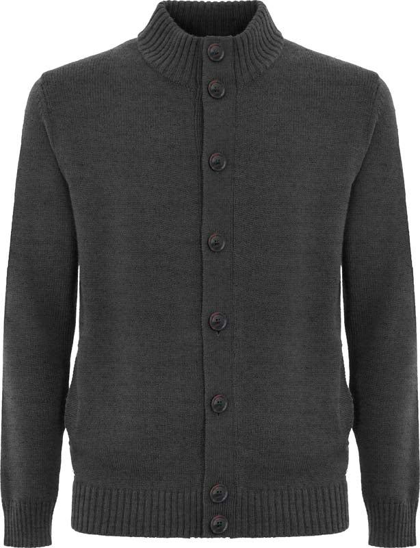 Cardigan da uomo antracite con bottoni in maglia finezza 7 Markup