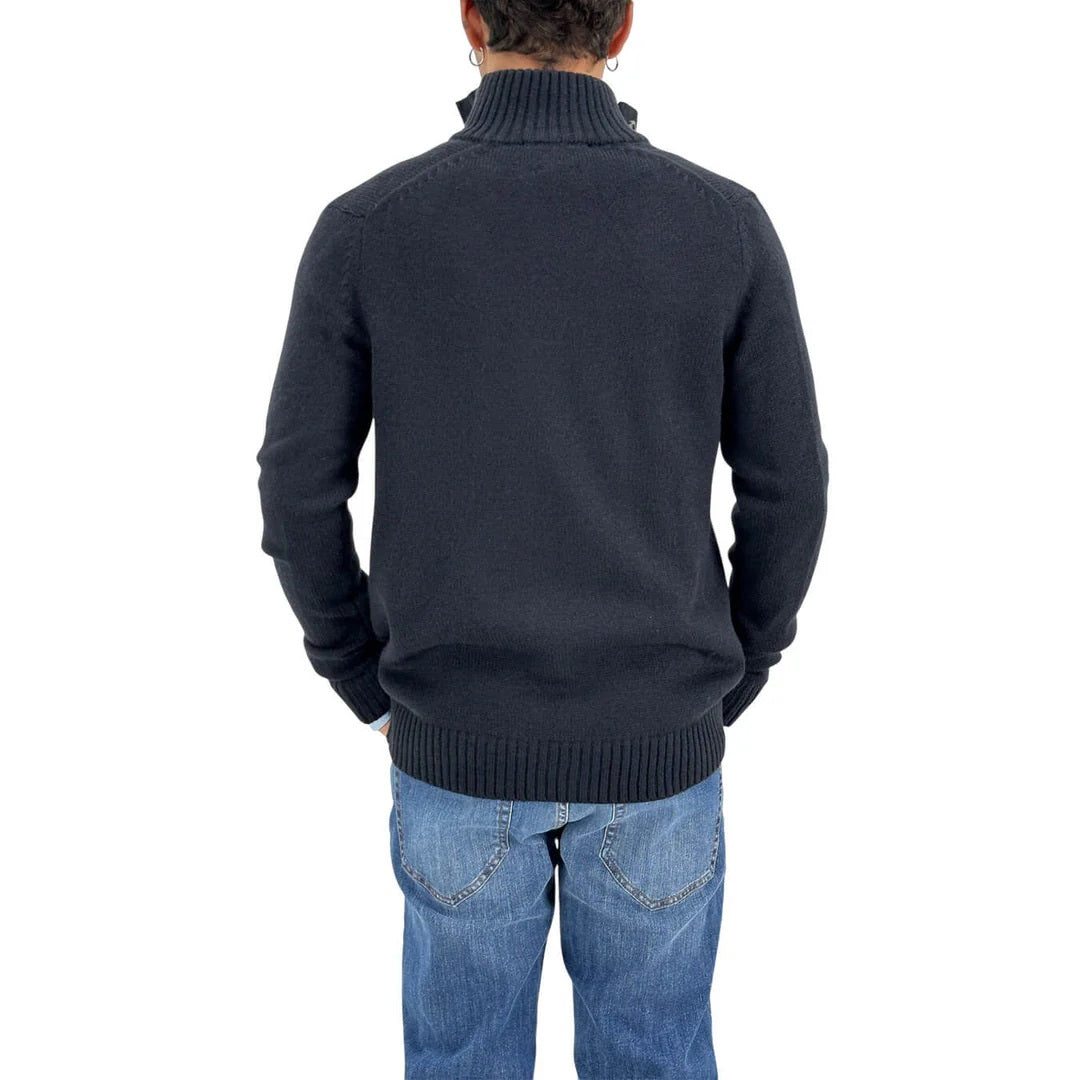 Cardigan da uomo blu con bottoni in maglia finezza 7 Markup