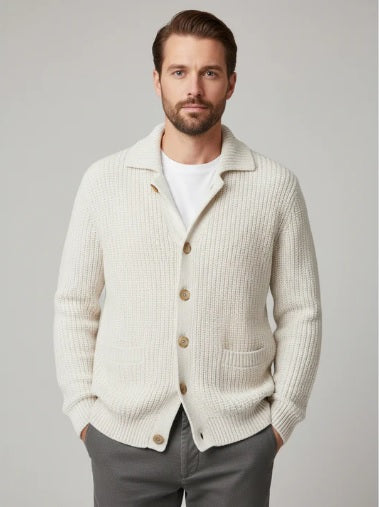Overshirt da uomo color latte in maglia punto pannocchia finezza 7