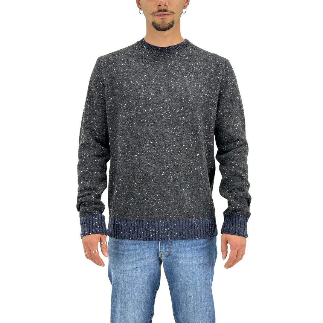 Maglia da uomo antracite in filato bottonato con contrasti e toppe