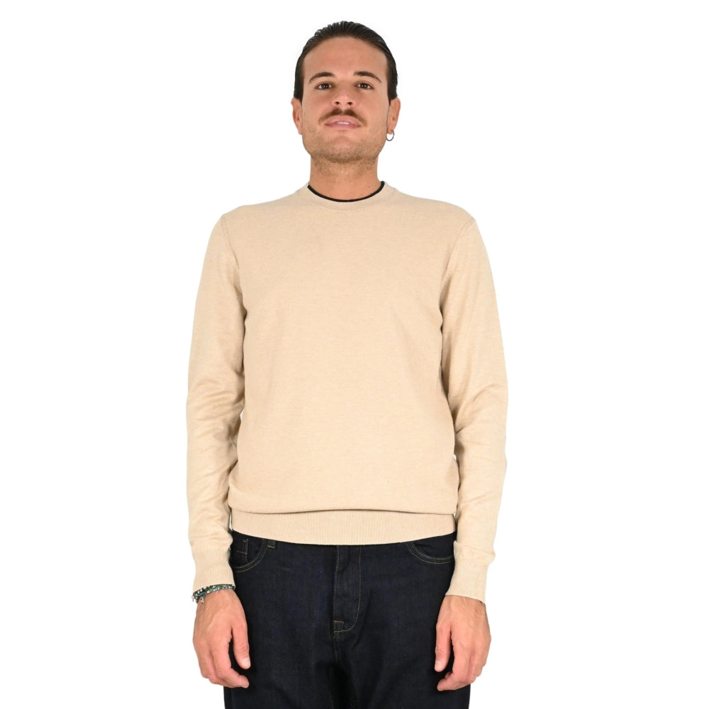 Maglia da uomo beige in viscosa punto riso finezza 12
