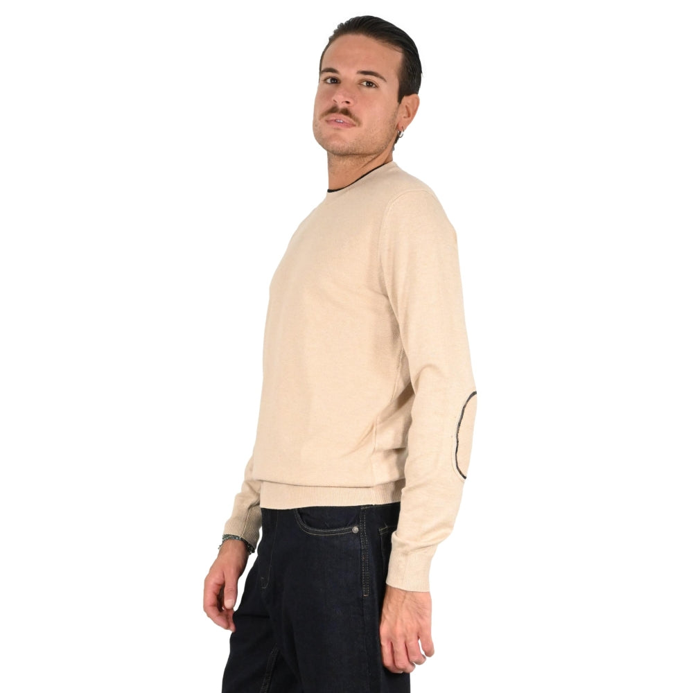 Maglia da uomo beige in viscosa punto riso finezza 12