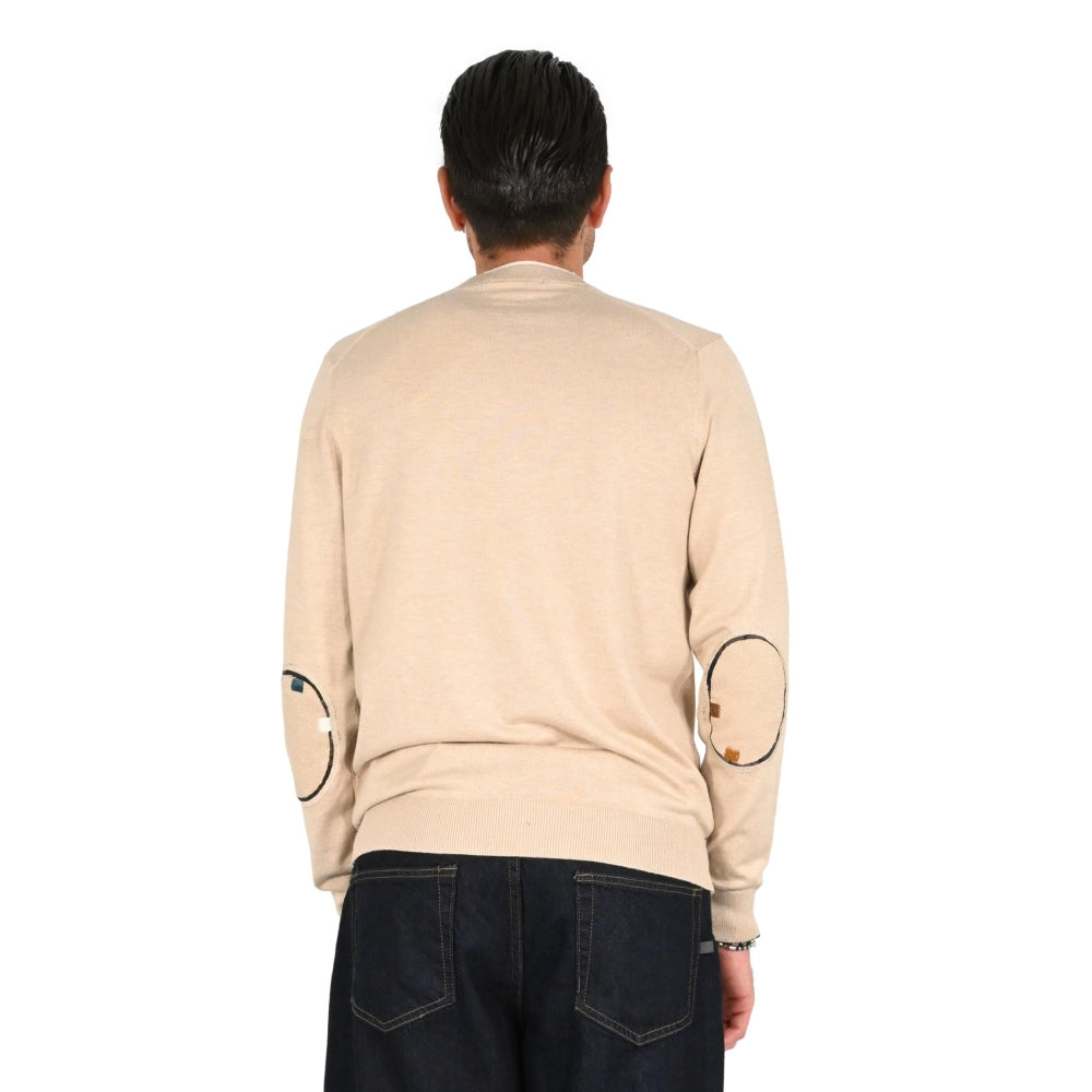 Maglia da uomo beige in viscosa punto riso finezza 12