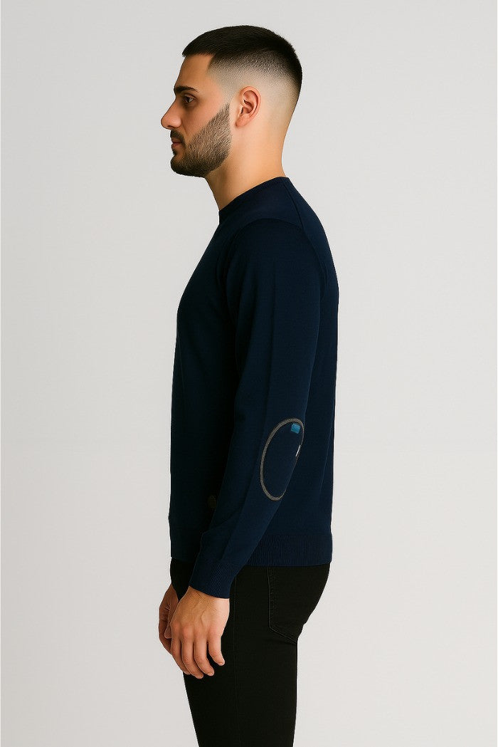 Maglia da uomo blu in viscosa punto riso finezza 12