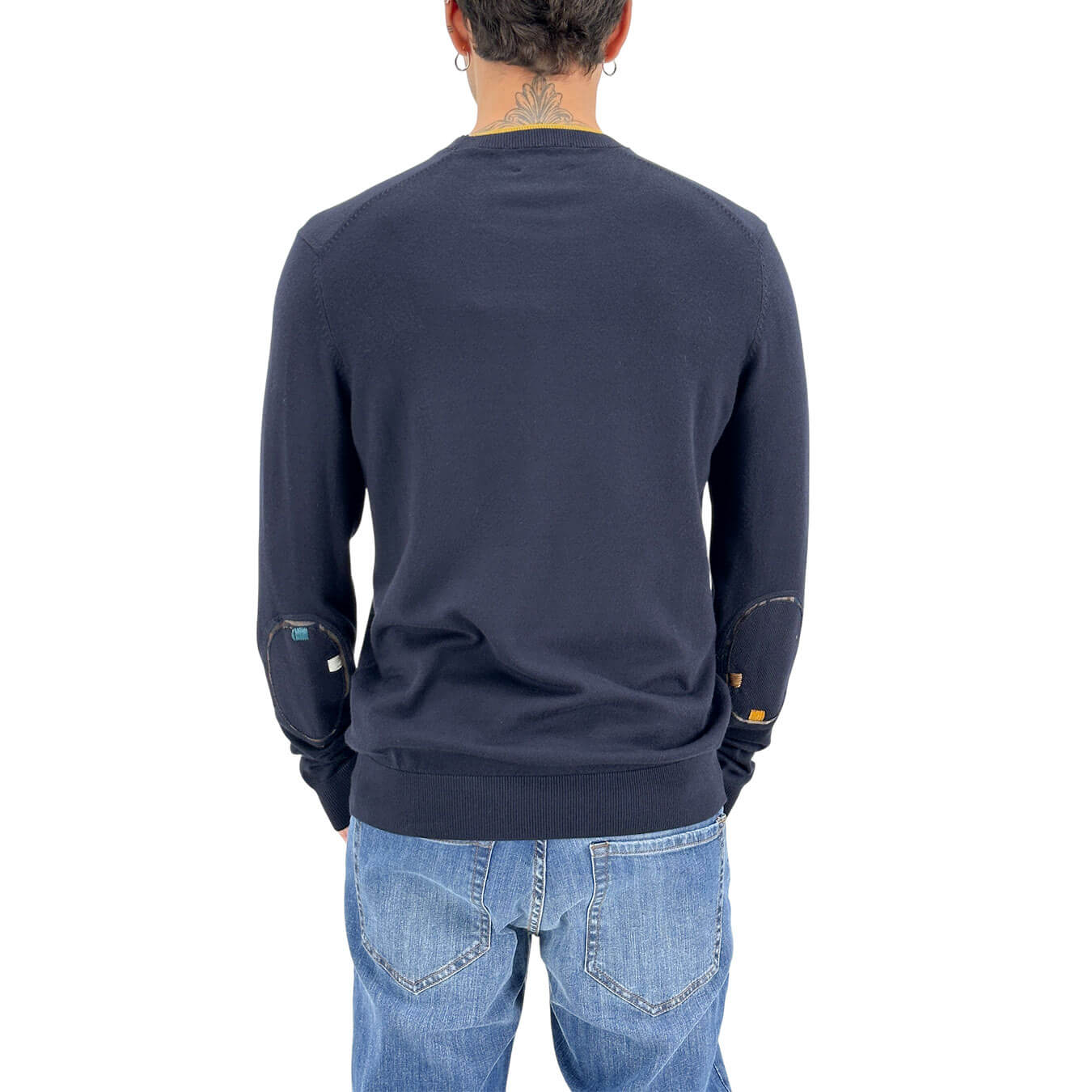 Maglia da uomo blu in viscosa punto riso finezza 12