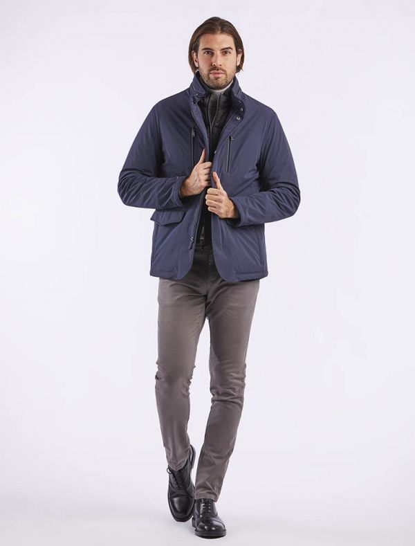 Giubbino "Preston" Blu in Microfibra Sorona con Inserto Trapuntato