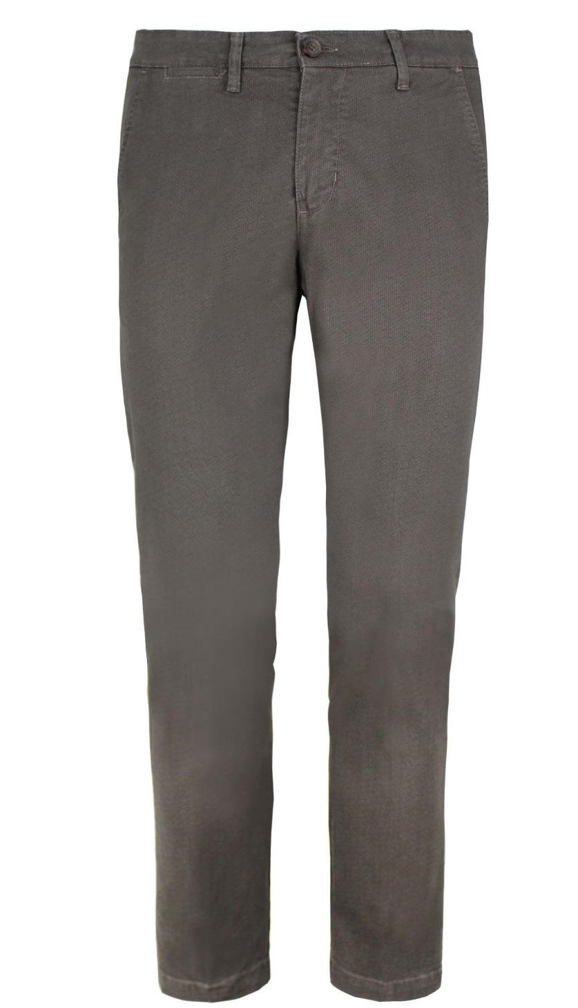 Pantalone Chinos Color Ferro in Gabardina Armaturata