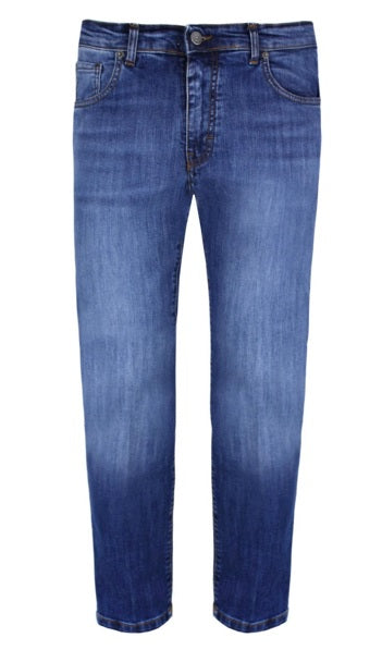 Jeans Uomo Slim Fit 5 Tasche Denim Blu