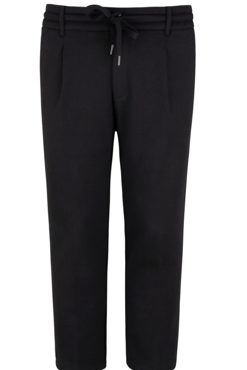 Pantalaccio con pinces in punto Milano nero con cintura regolabile