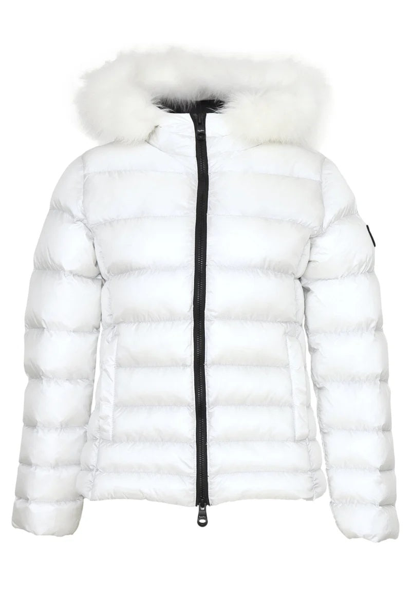 Giubbotto bianco da Bambina in Nylon con Pelliccia Refrigiwear