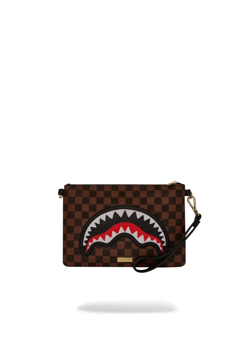 Clutch "Sawtooth Sharks in Paris" Marrone con Tracolla Removibile