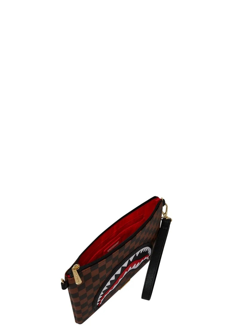 Clutch "Sawtooth Sharks in Paris" Marrone con Tracolla Removibile
