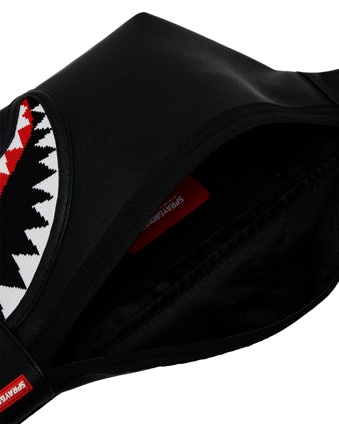 Marsupio "Fly Knit Mouth" Nero con Grafica Ricamata e Cintura Regolabile