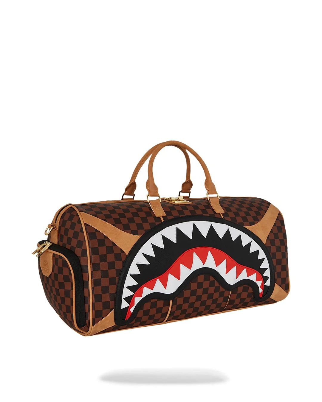 Borsone "Hennyville Duffle" Marrone Check con Grafica Shark
