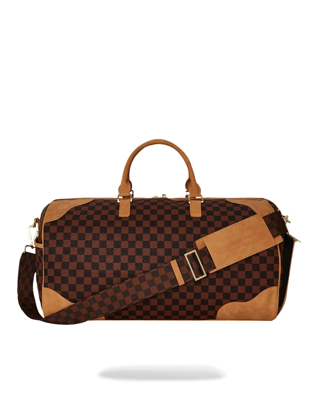Borsone "Hennyville Duffle" Marrone Check con Grafica Shark