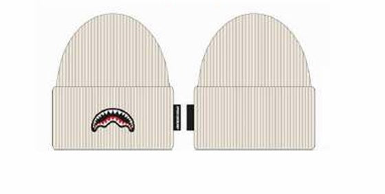 Cappello "Spray Beanie" avorio con Ricamo Shark Frontale