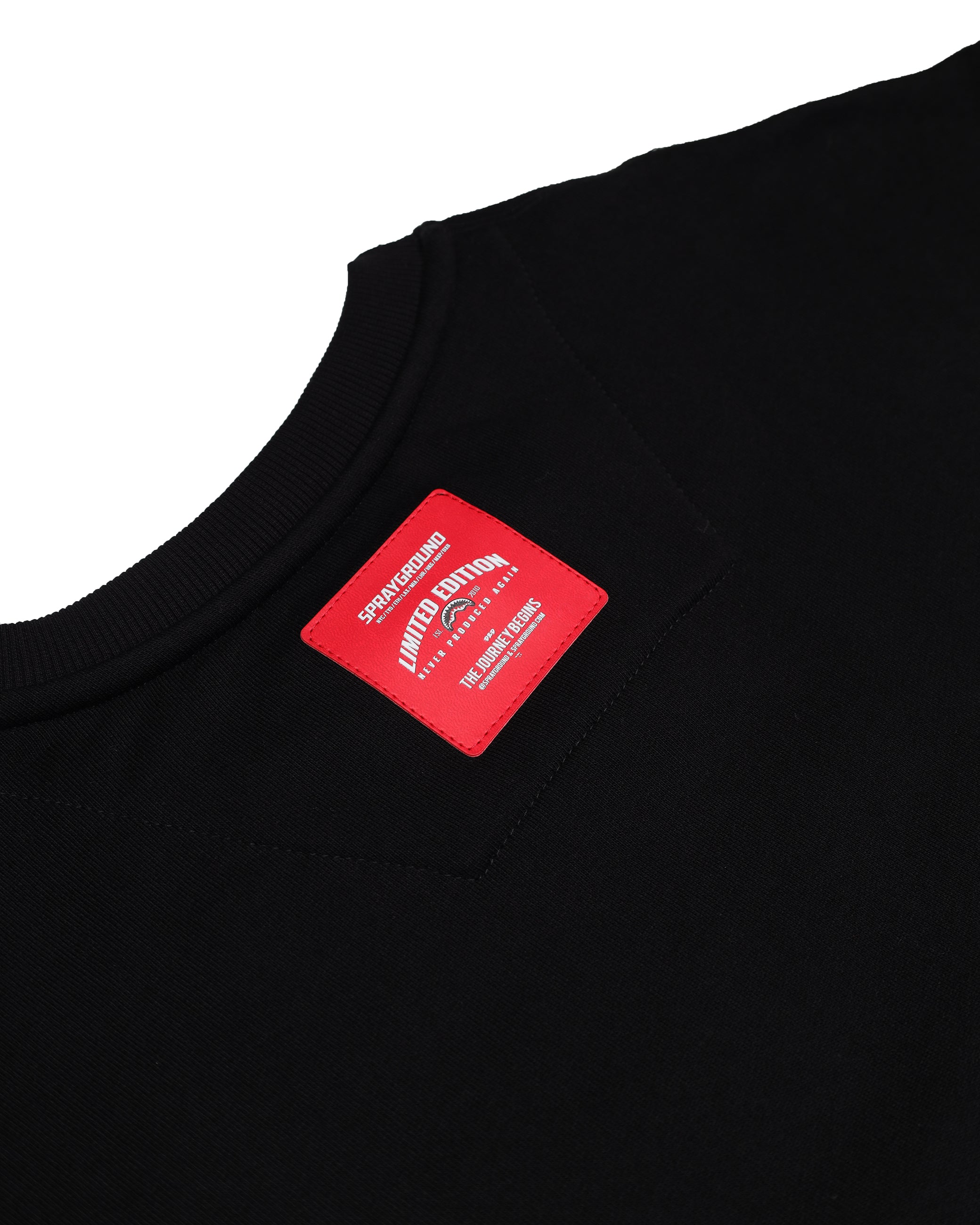 Felpa "Label Crewneck" Nera con Patch Multietichetta
