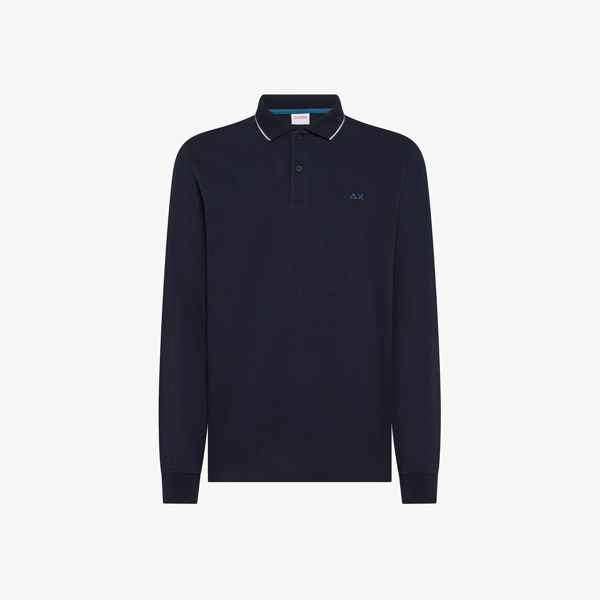 Polo navy blue a Maniche Lunghe in piquet
