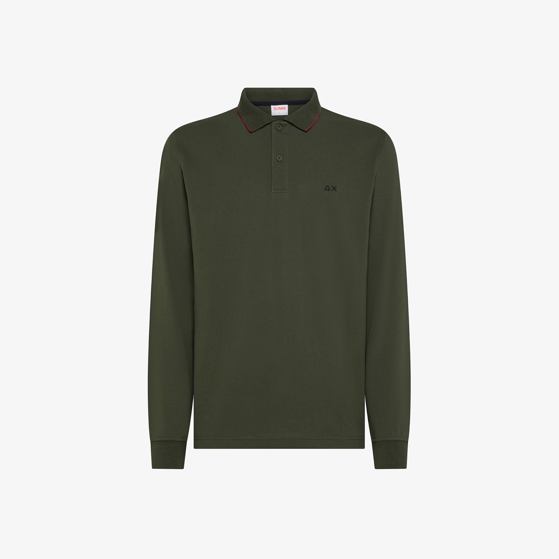 Polo verde militare Maniche Lunghe in piquet