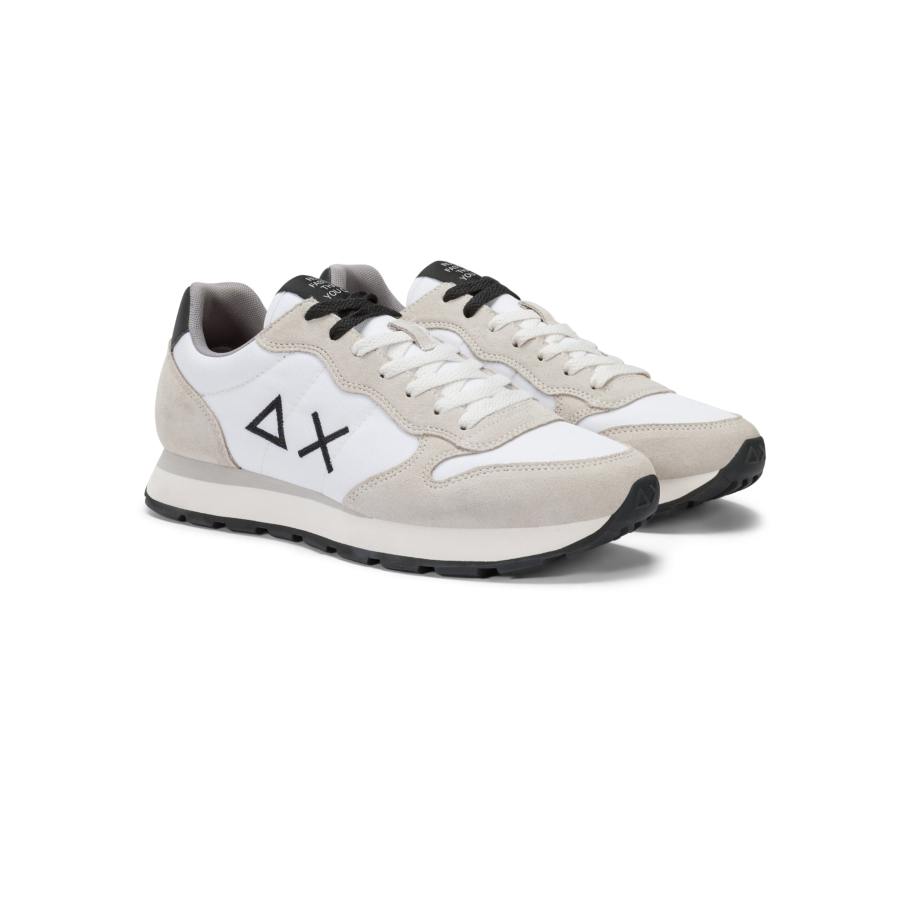 Sneakers Sun68 "Tom Solid" Bianche e Beige in Tessuto e Pelle