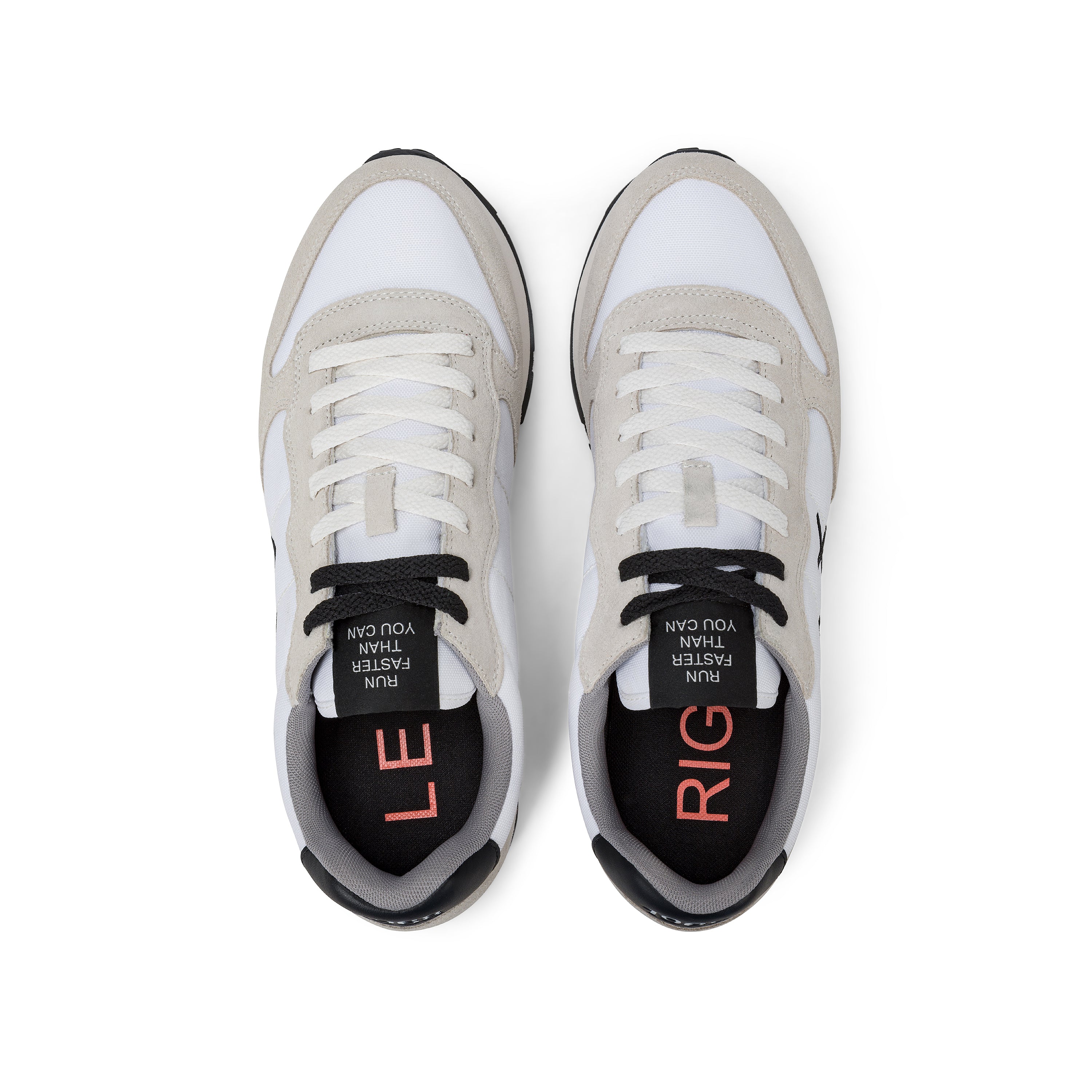 Sneakers Sun68 "Tom Solid" Bianche e Beige in Tessuto e Pelle