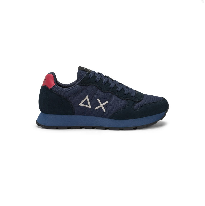 Sneakers SUN68 "Tom Solid" Navy Blue con Dettagli Bordeaux
