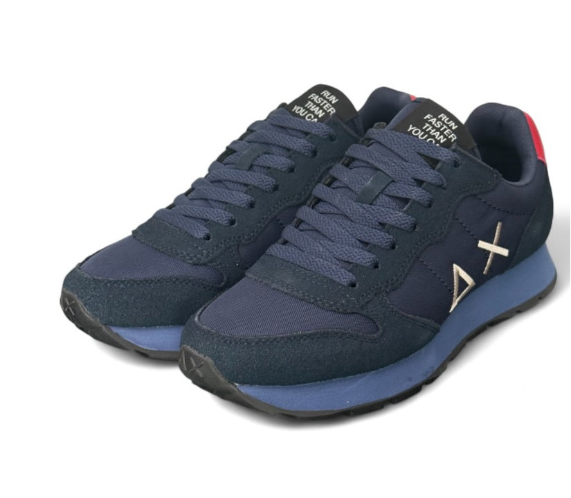 Sneakers SUN68 "Tom Solid" Navy Blue con Dettagli Bordeaux