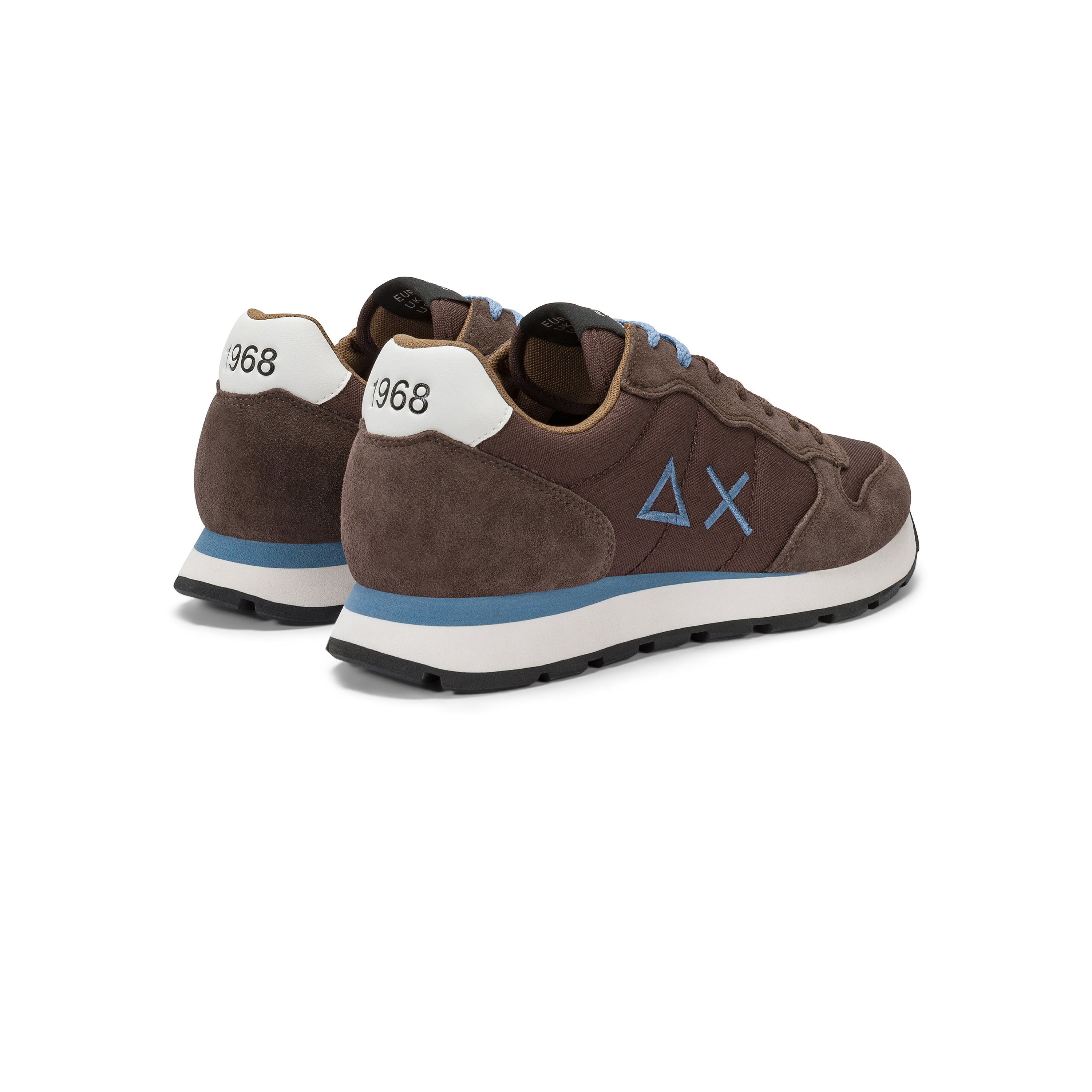 Sneakers SUN68 "Tom Solid" Marroni con Dettagli Azzurri a contrasto