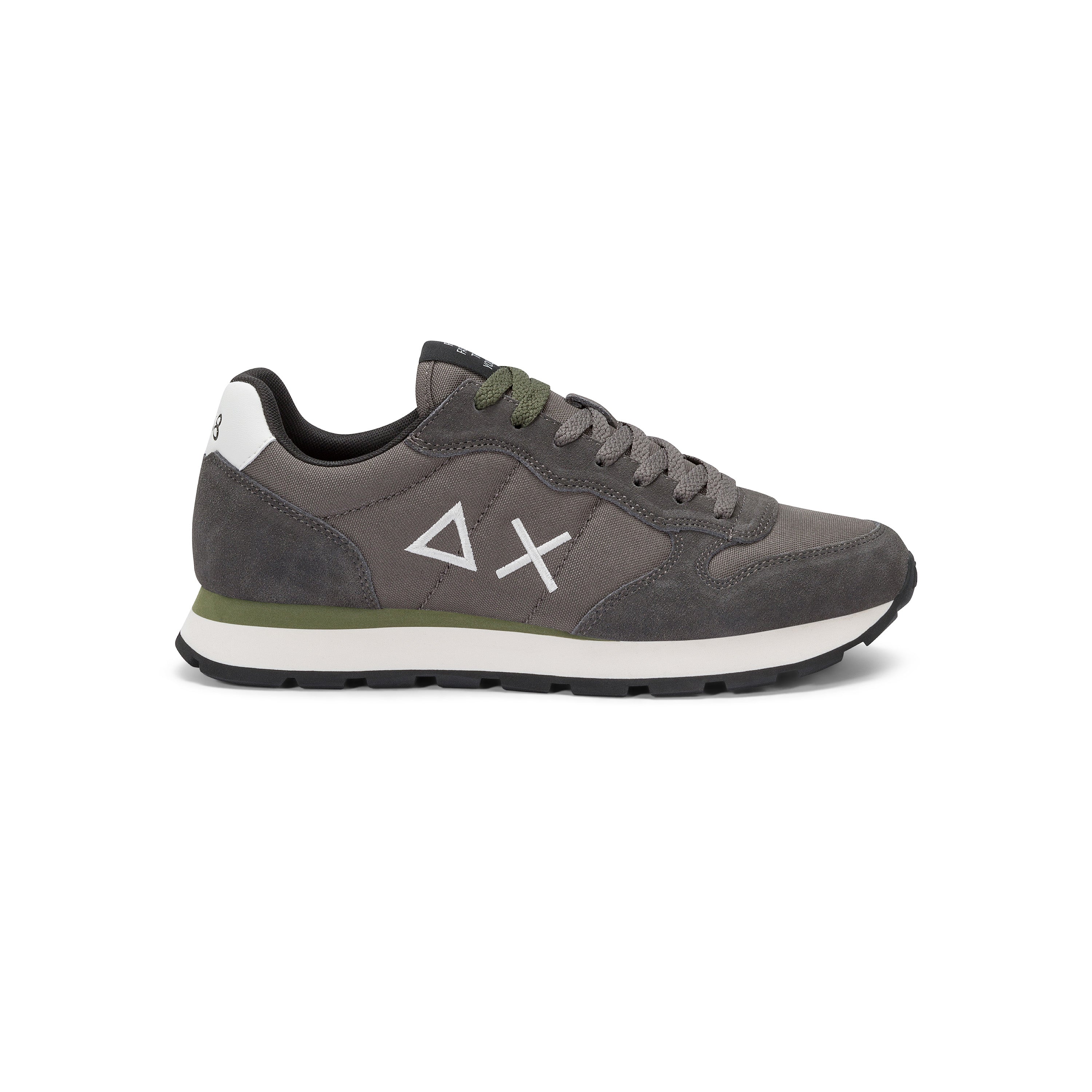 Sneakers SUN68 "Tom Solid" Grigio Scuro con Dettagli Verde