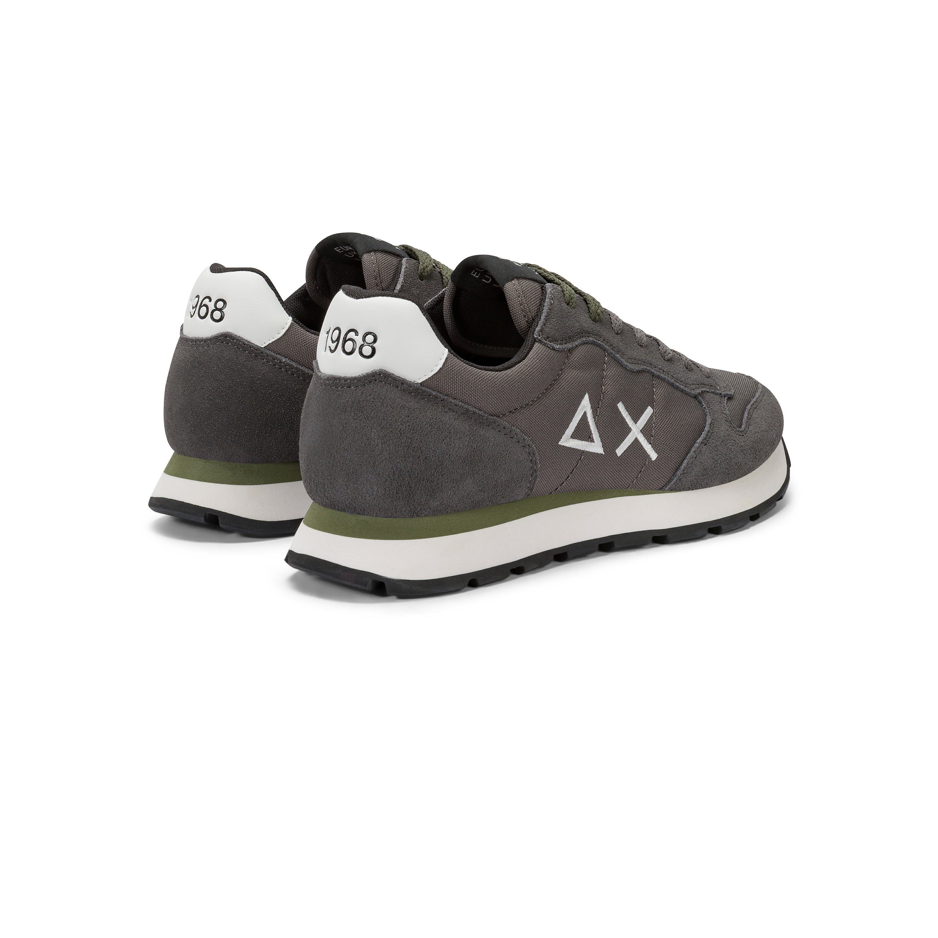 Sneakers SUN68 "Tom Solid" Grigio Scuro con Dettagli Verde