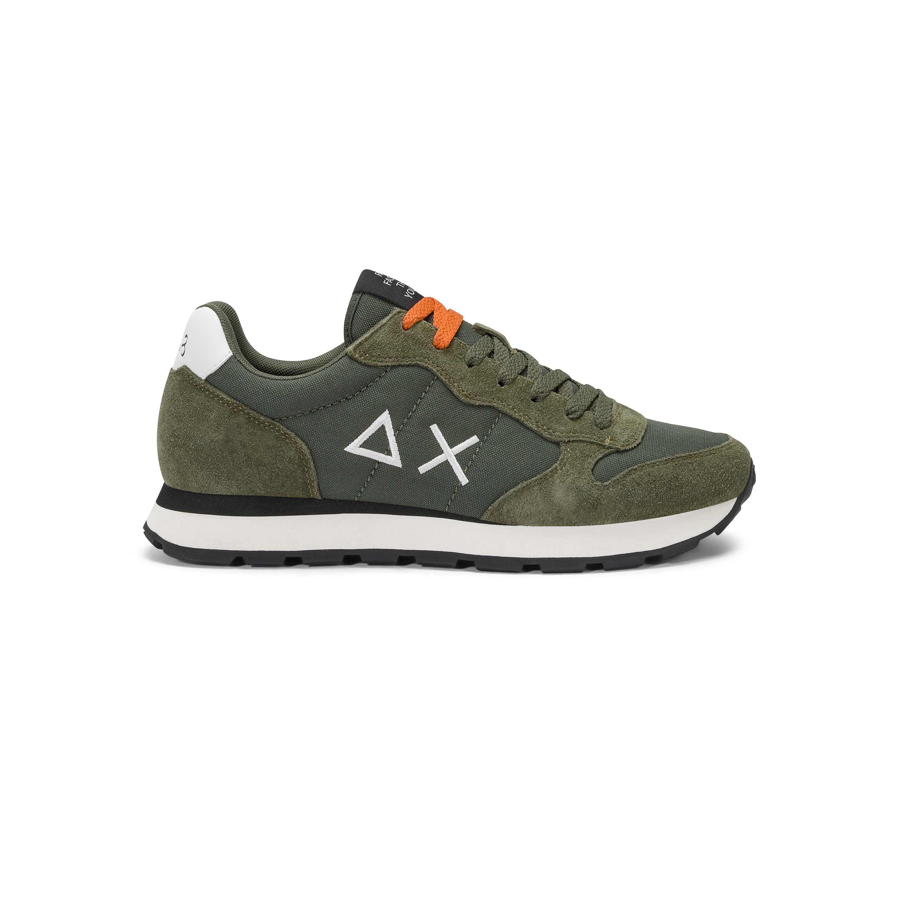 Sneakers "Tom Solid" Verde Militare Scuro con Dettagli arancioni