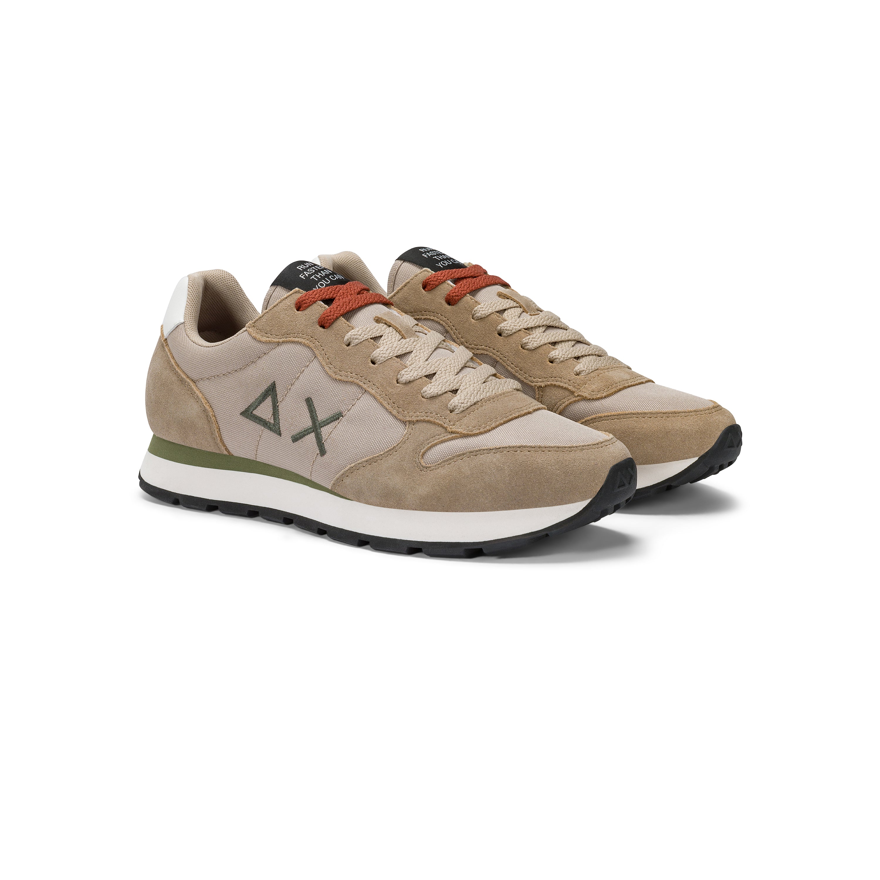 Sneakers SUN68 "Tom Solid" Beige Scuro con Dettagli a Contrasto