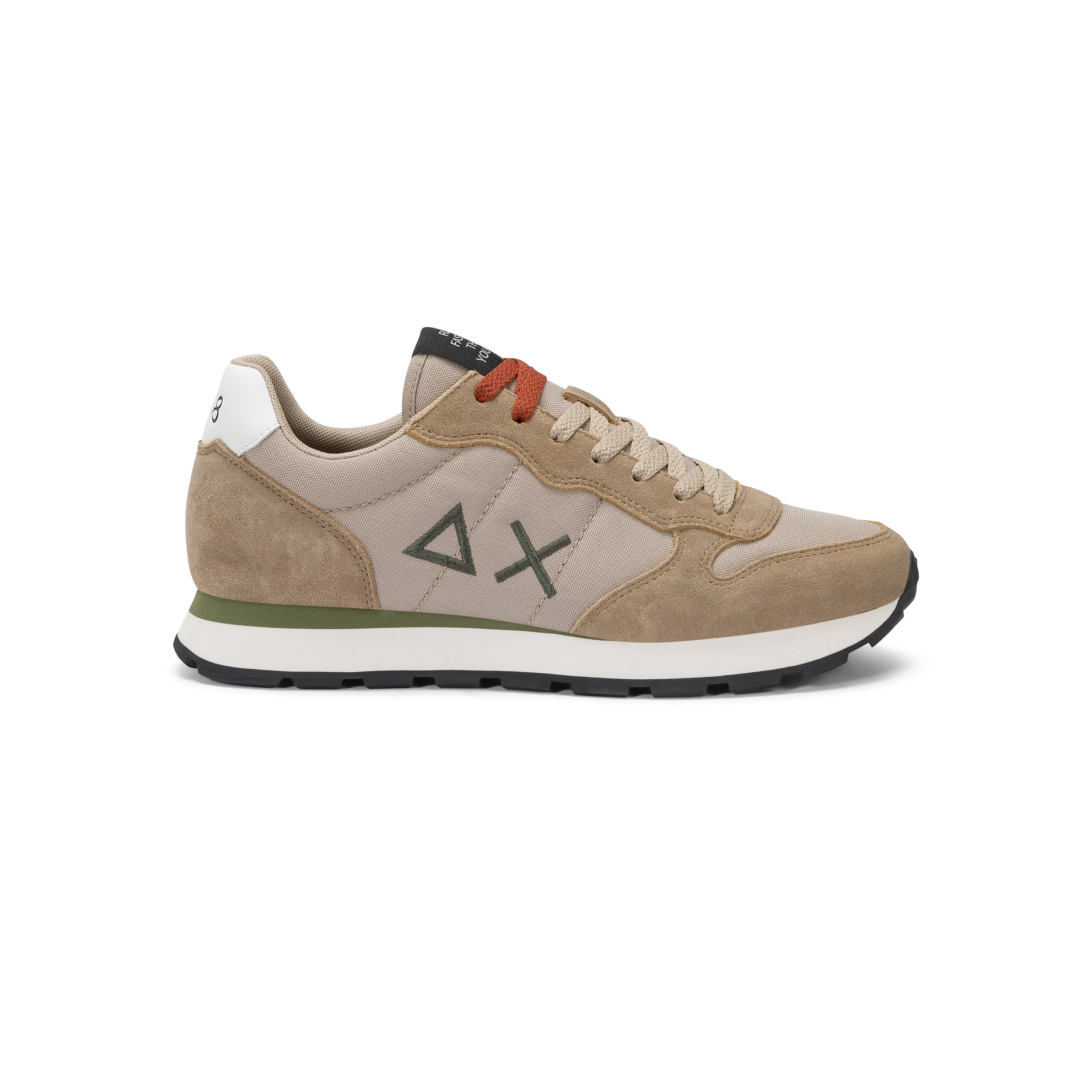 Sneakers SUN68 "Tom Solid" Beige Scuro con Dettagli a Contrasto