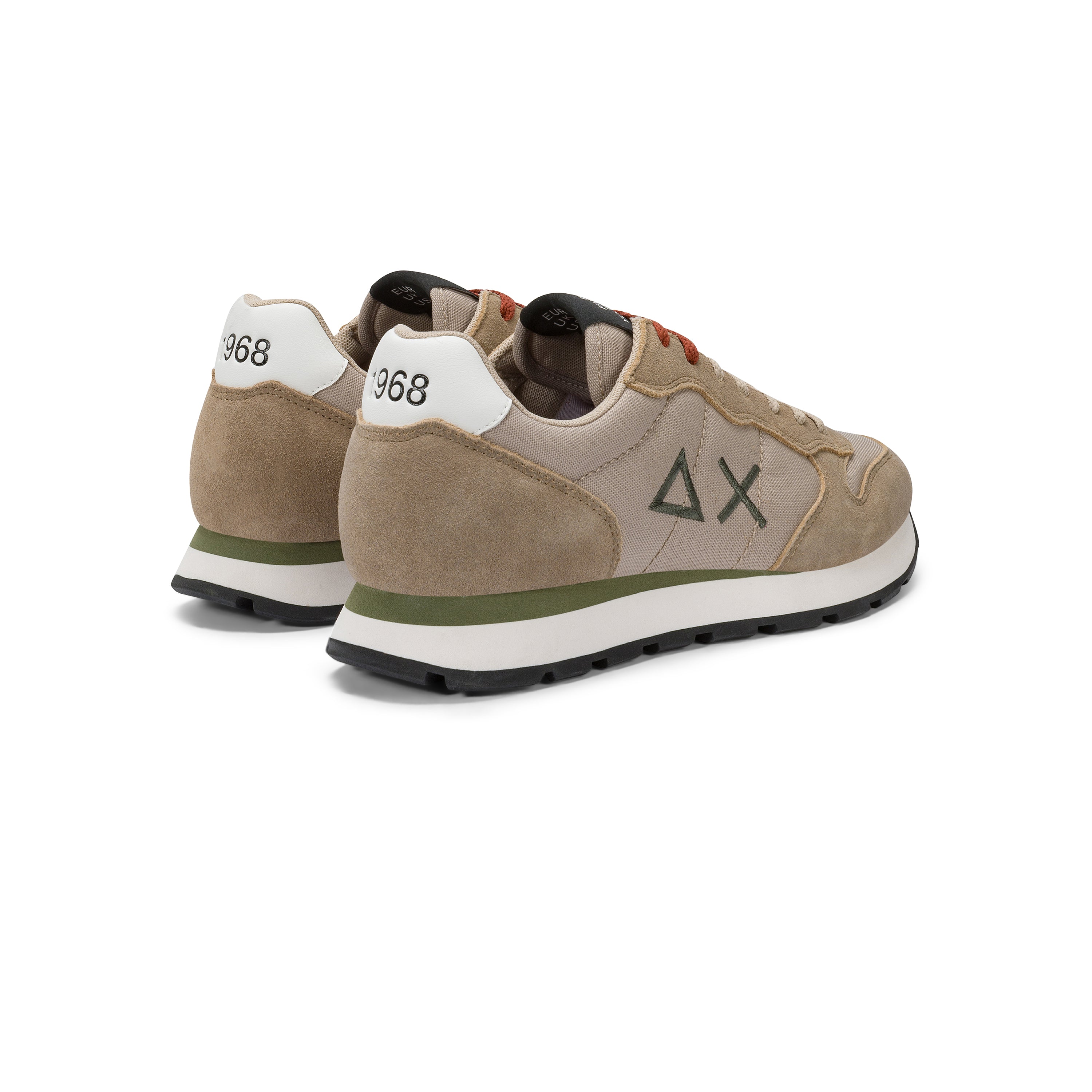 Sneakers SUN68 "Tom Solid" Beige Scuro con Dettagli a Contrasto