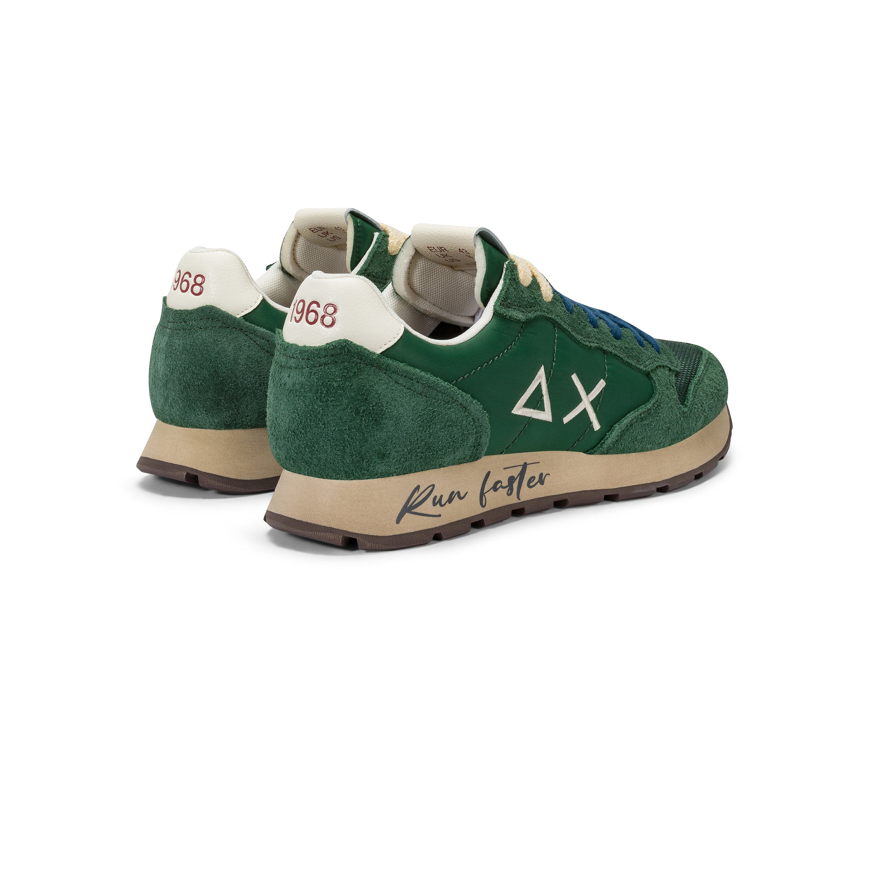 Sneakers SUN68 "Tom Vintage" Verde Scuro con Dettagli a Contrasto
