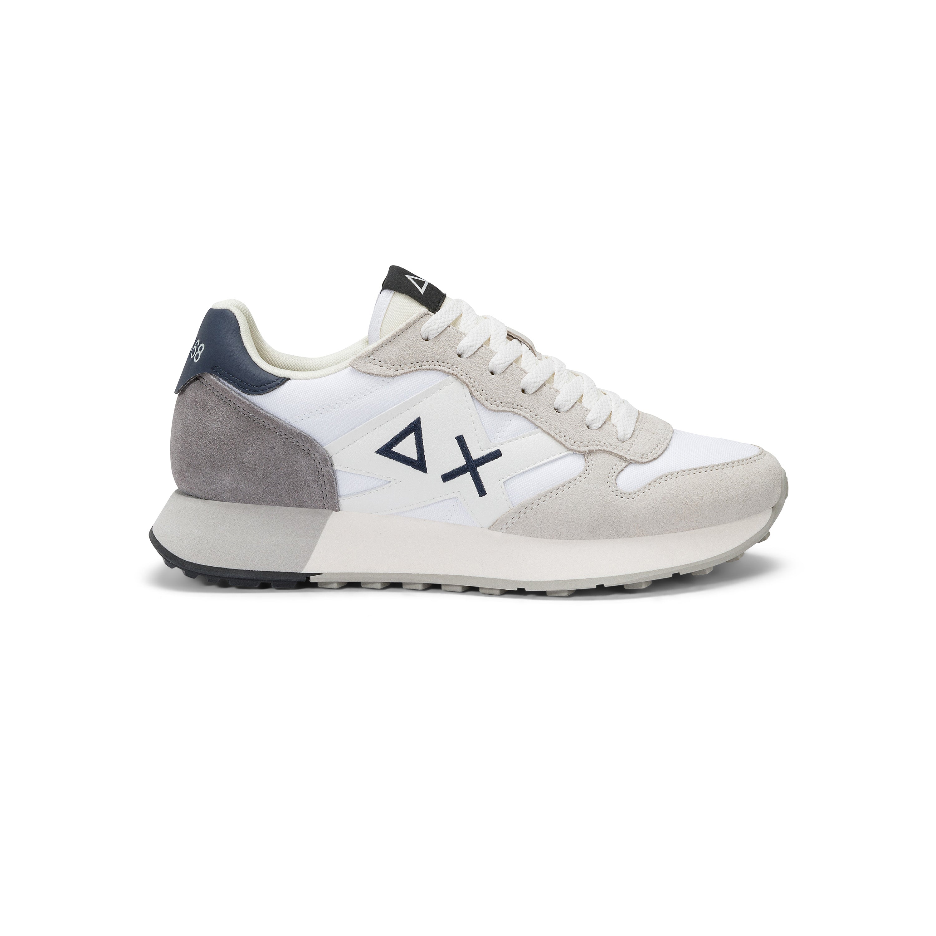 Sneakers SUN68 "Jaki Solid" Bianche con Dettagli Grigio