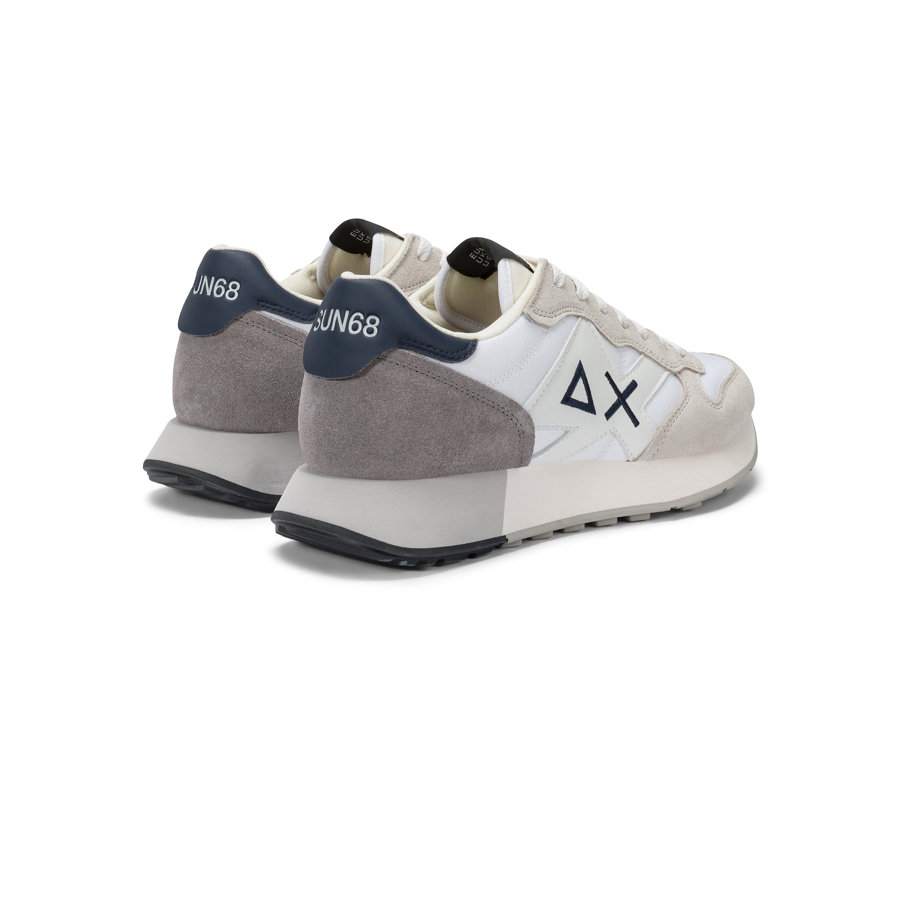 Sneakers SUN68 "Jaki Solid" Bianche con Dettagli Grigio