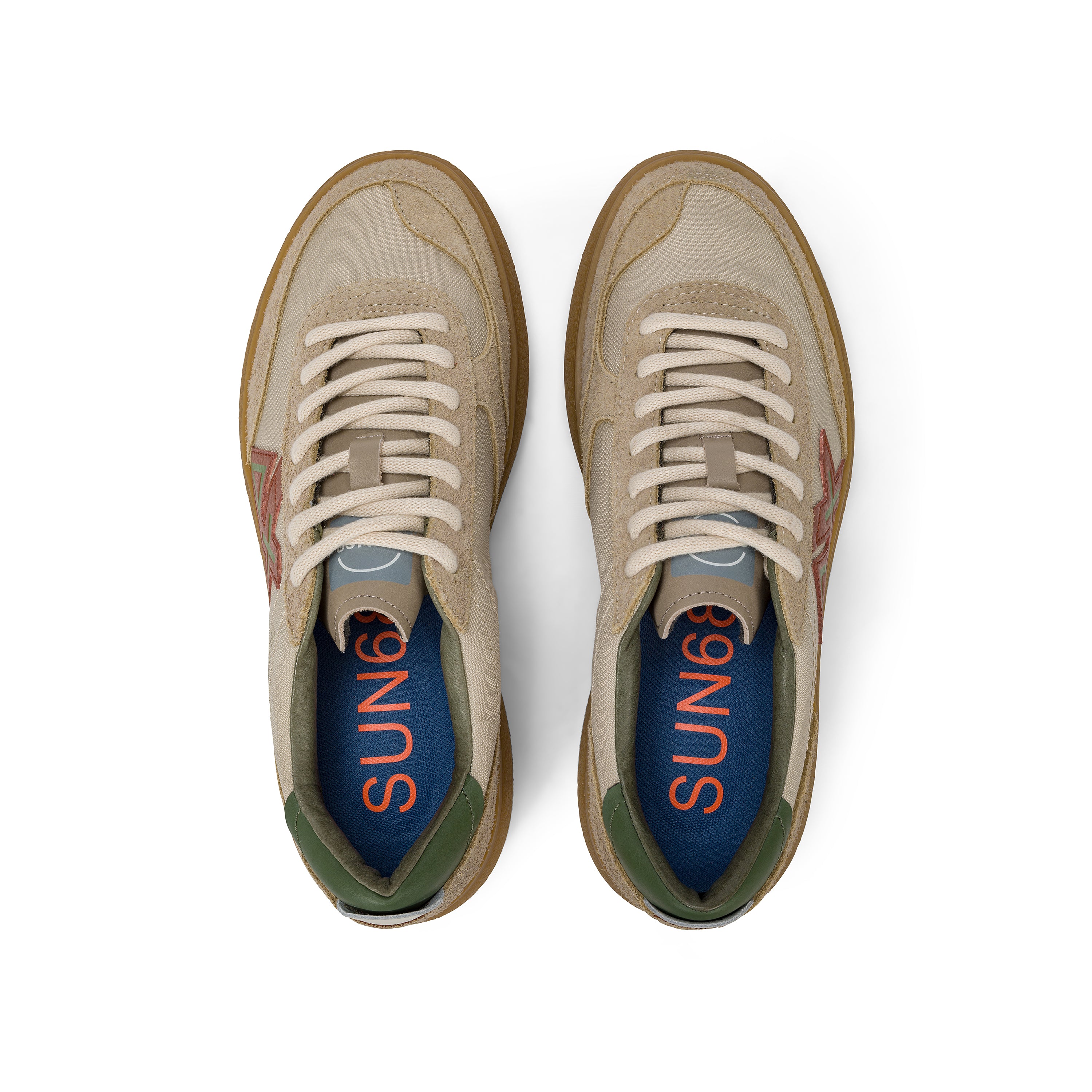 Sneakers "Luis Low" Beige con Dettagli in Pelle Scamosciata