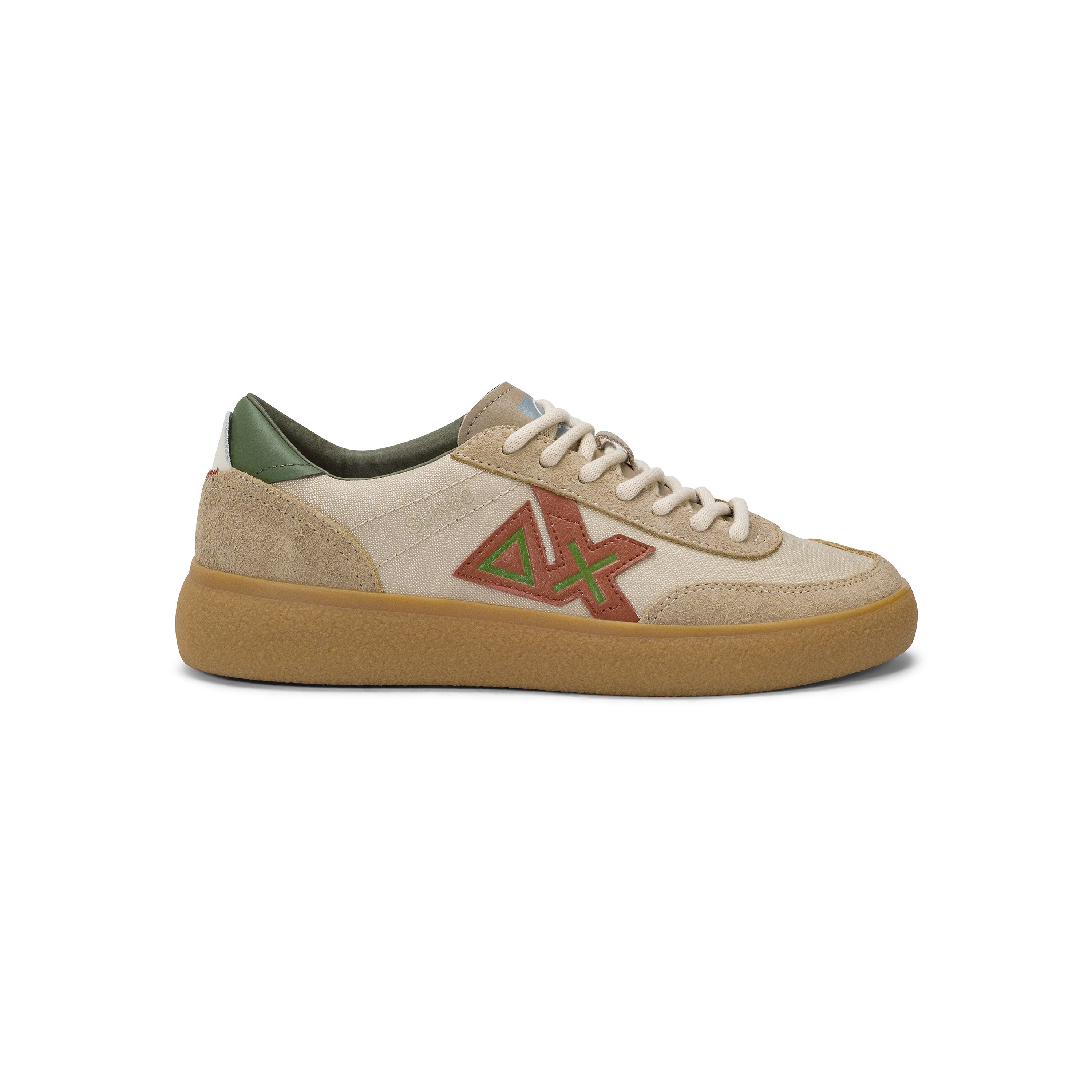 Sneakers "Luis Low" Beige con Dettagli in Pelle Scamosciata