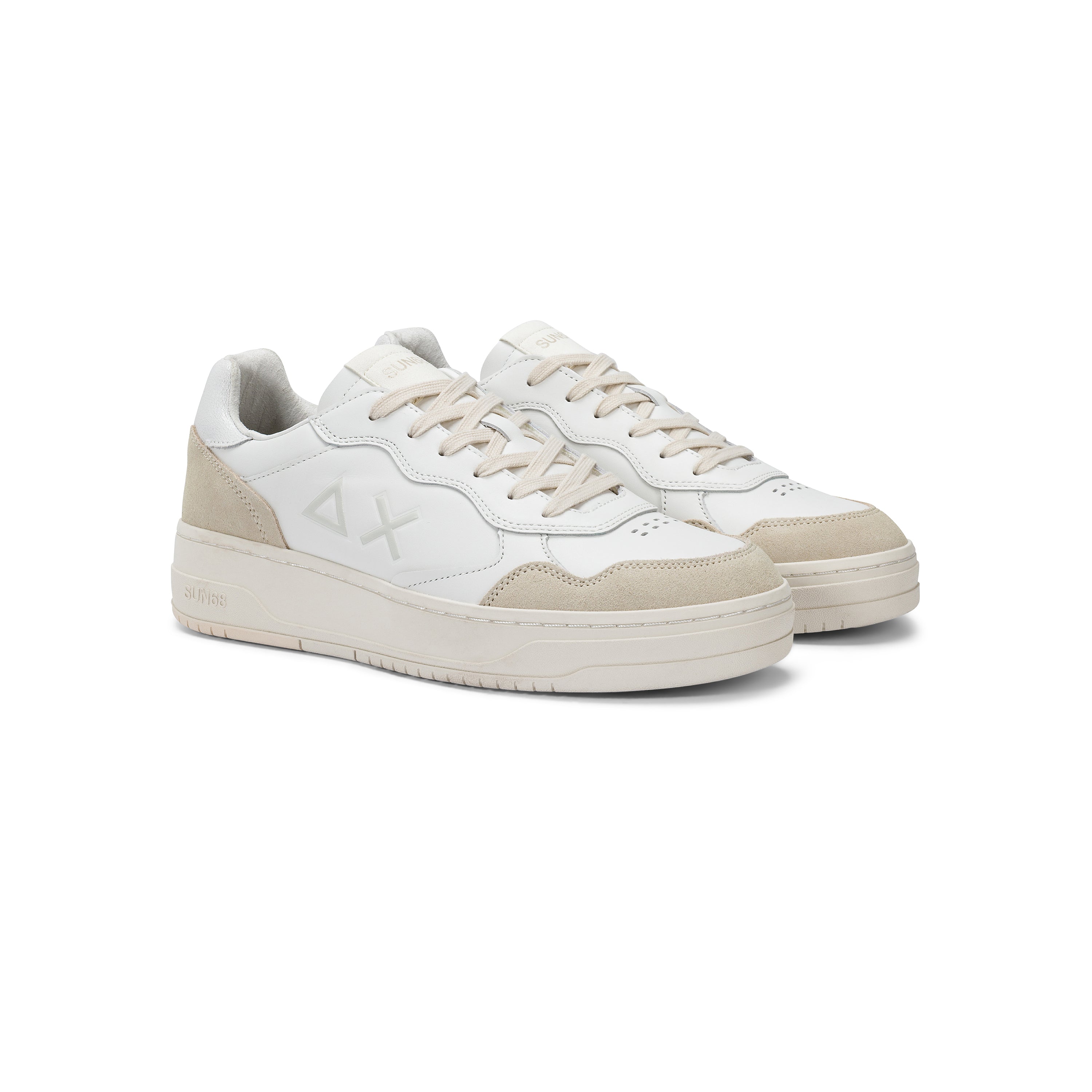 Sneakers "Big Basket" Bianche con Dettagli in Pelle Scamosciata