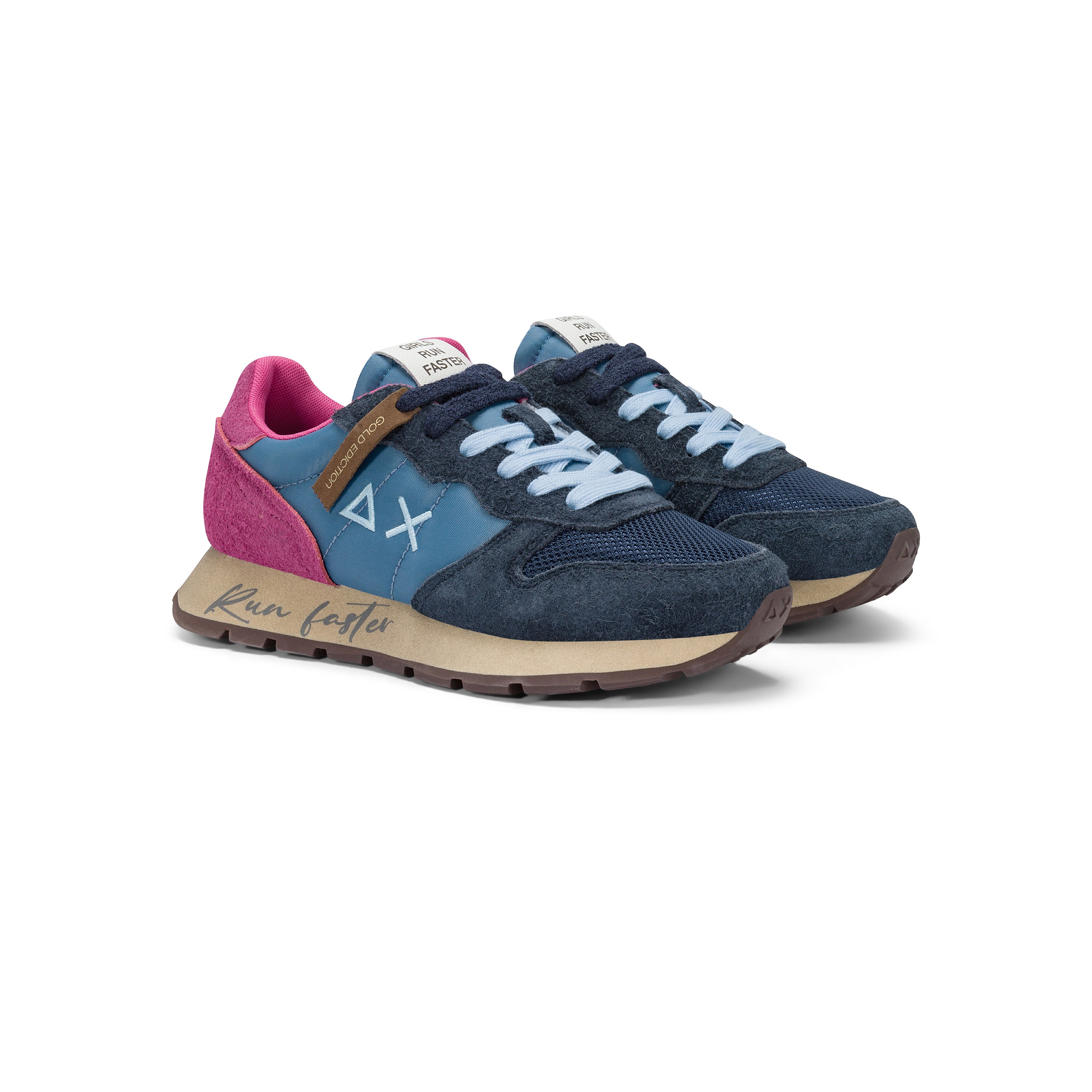 Sneakers Donna SUN68 "Ally Vintage" Blu con Dettagli Rosa